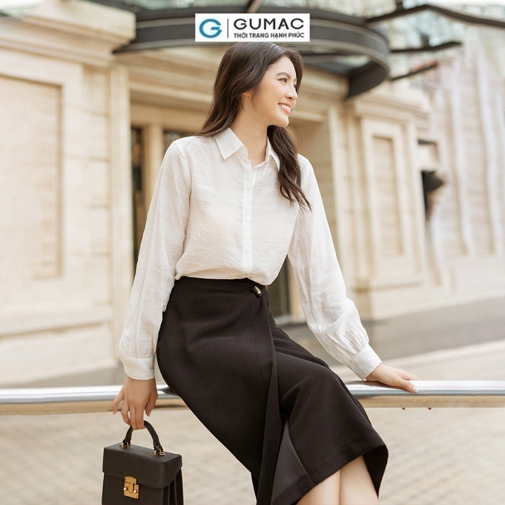 Áo sơ mi tơ sọc thời trang GUMAC AD06018