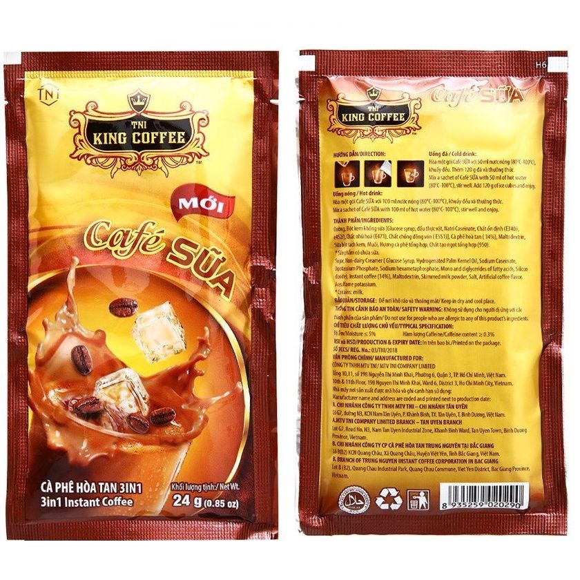 (02 TÚI - 50 GÓI ) Cà phê SỮA hòa tan King Coffee - Túi 50 Gói