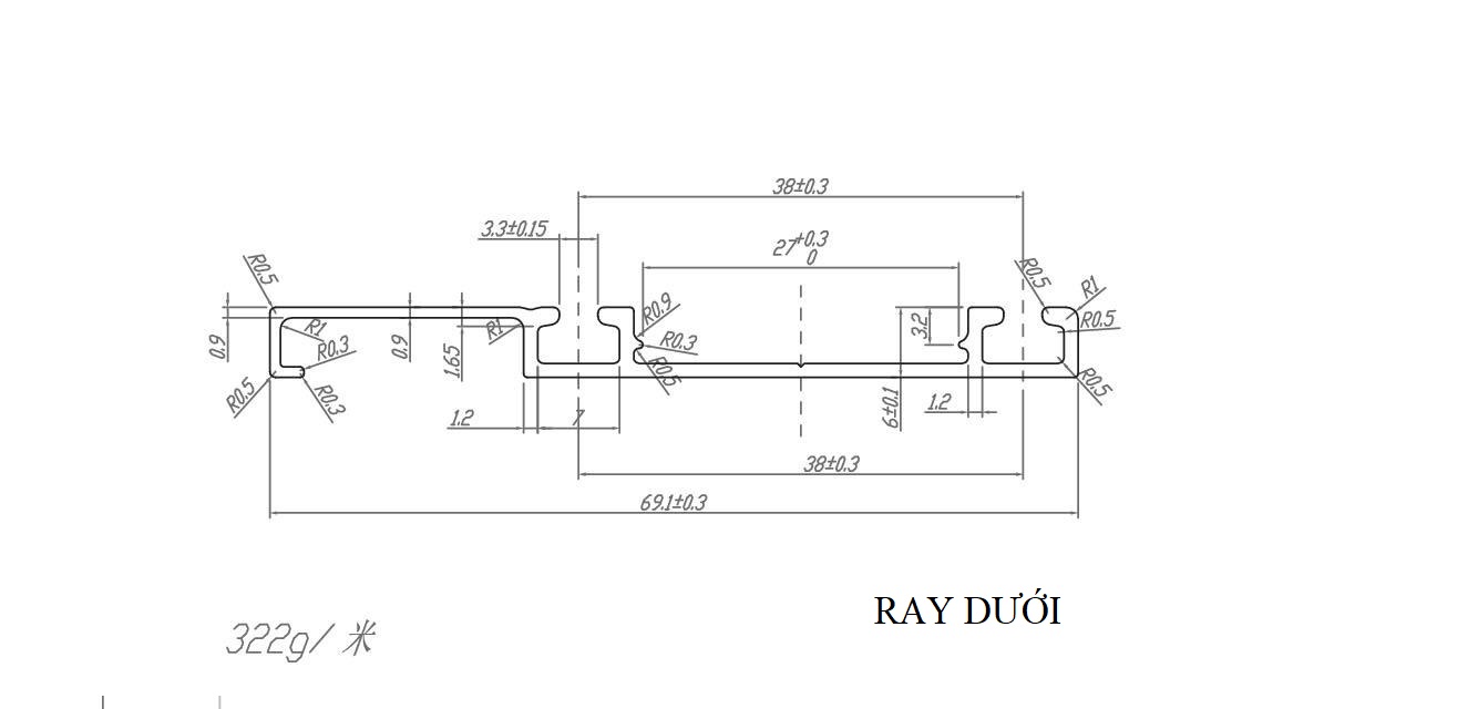 RAY LÙA TỦ ÁO GIẢM CHẤN 2 MÉT 3 CÁNH - SIQUAR Đài Loan (ray và bánh xe bắt nổi)