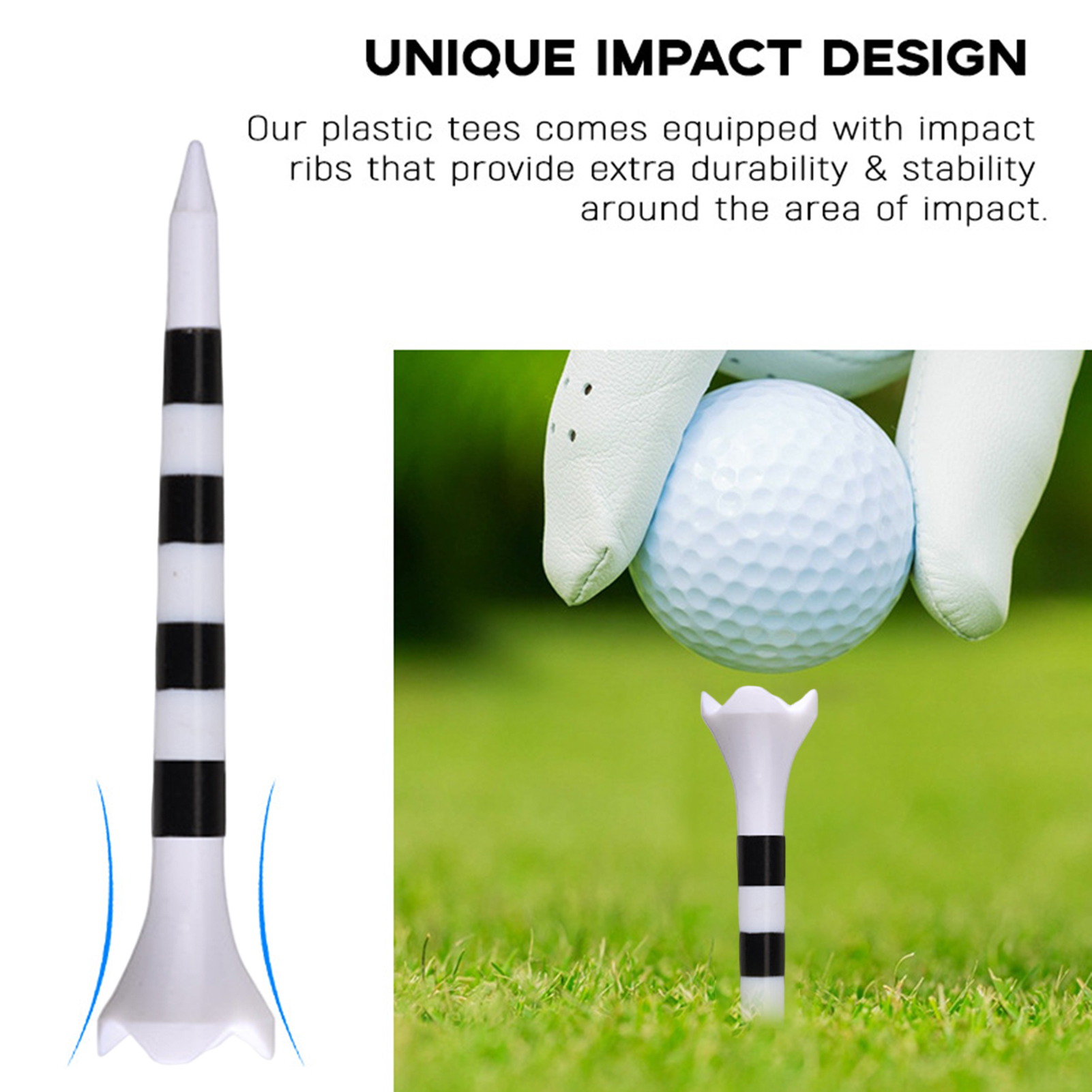 Top Tees chơi golf bằng nhựa không thể phá vỡ Golf Tees 20pcs độ ổn định cao độ ma sát thấp dụng cụ tập luyện cho trò chơi Ngắn Dễ dàng cài đặt ít hơn