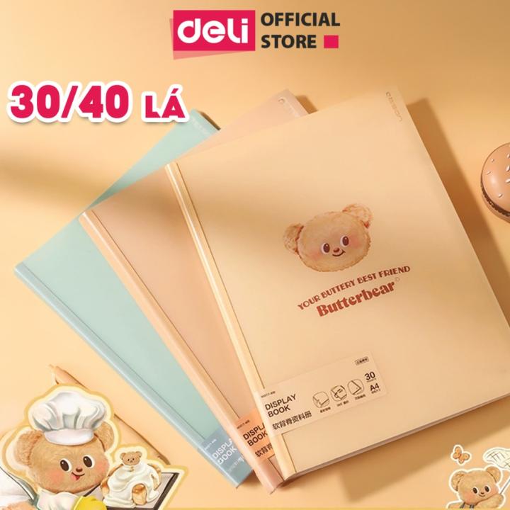 File Lá A4 BUTTER BEAR Deli Túi Đựng Tài Liệu 30/40 Tờ Họa Tiết Đáng Yêu Bảo Quản Giấy Tờ Chất Liệu Cao Cấp - Hình ảnh 2