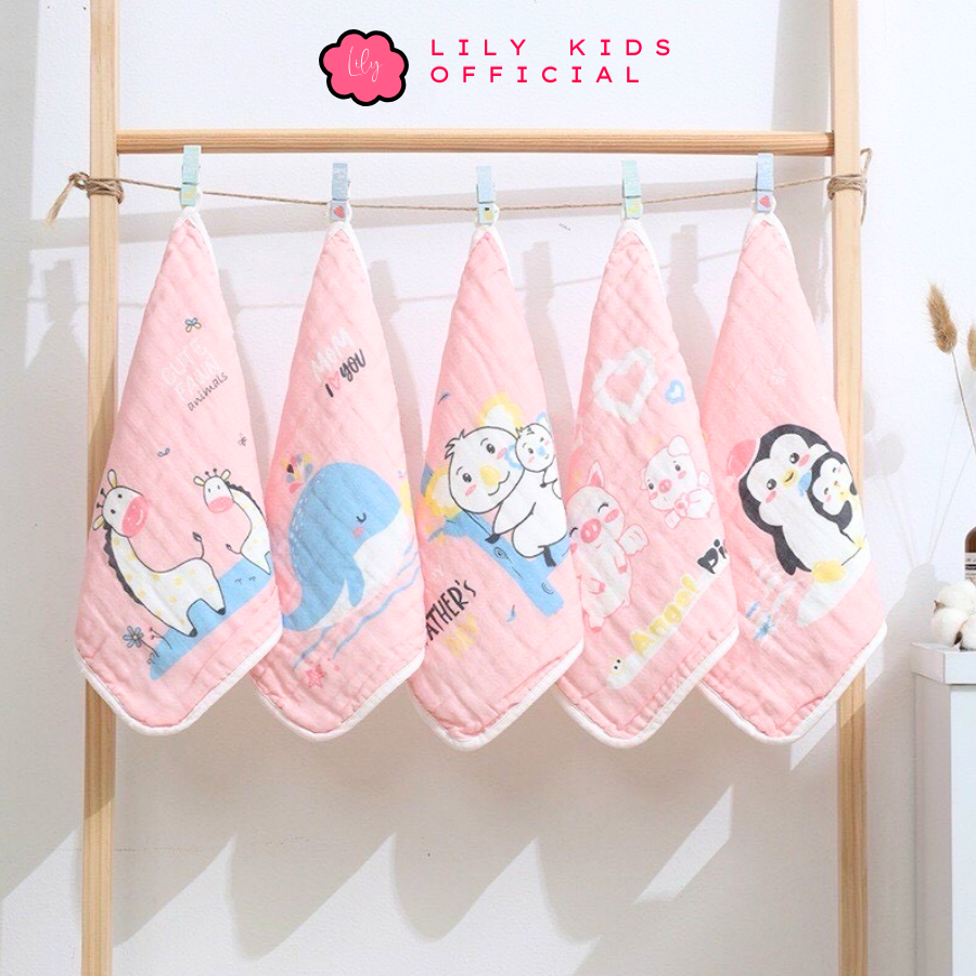 Set 5 khăn mặt xô nhăn 6 lớp ( Mẫu mới)