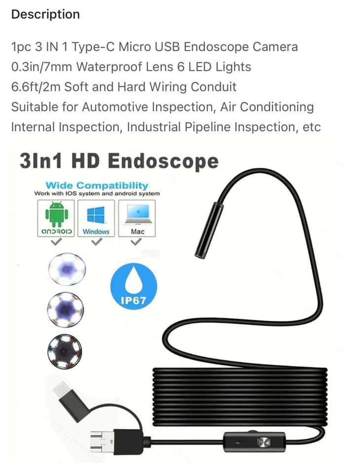 3in1 Type-C&Micro usb&PC Endoscope (Y102). 