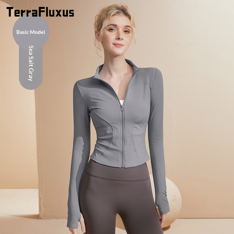 TerraFluxus   Trang Phục Yoga Cổ Đứng Áo Khoác Trang Phục Tập Thể Dục Thể Thao Chạy Bộ Nữ Áo Chống Nắng Dài Tay Nhanh Khô