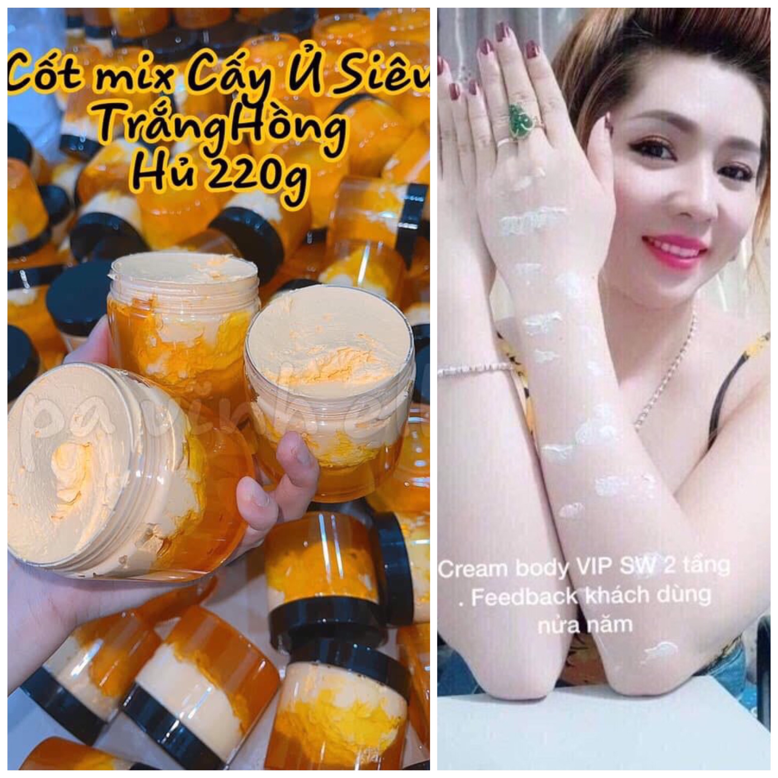 Kem Body Cốt Ủ body siêu trắng- Cốt Thái Lan Tẩy Trắng Spa Mix Collagen Khử Thâm