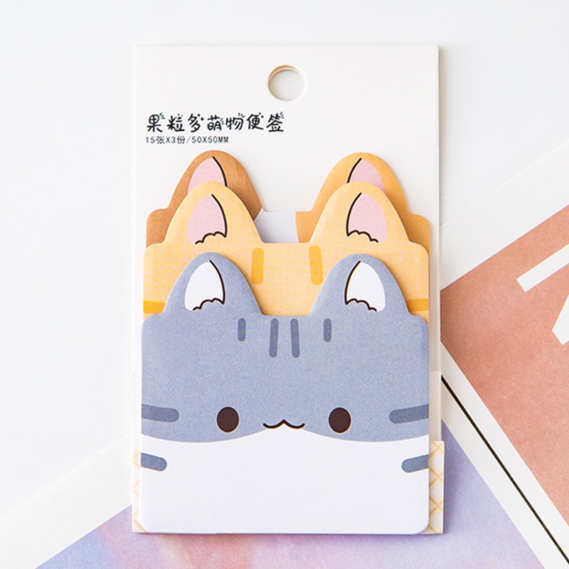 45 Sheets Japanese Cartoon Pet Series Sticky Notes Student Tearable Note Paper Set