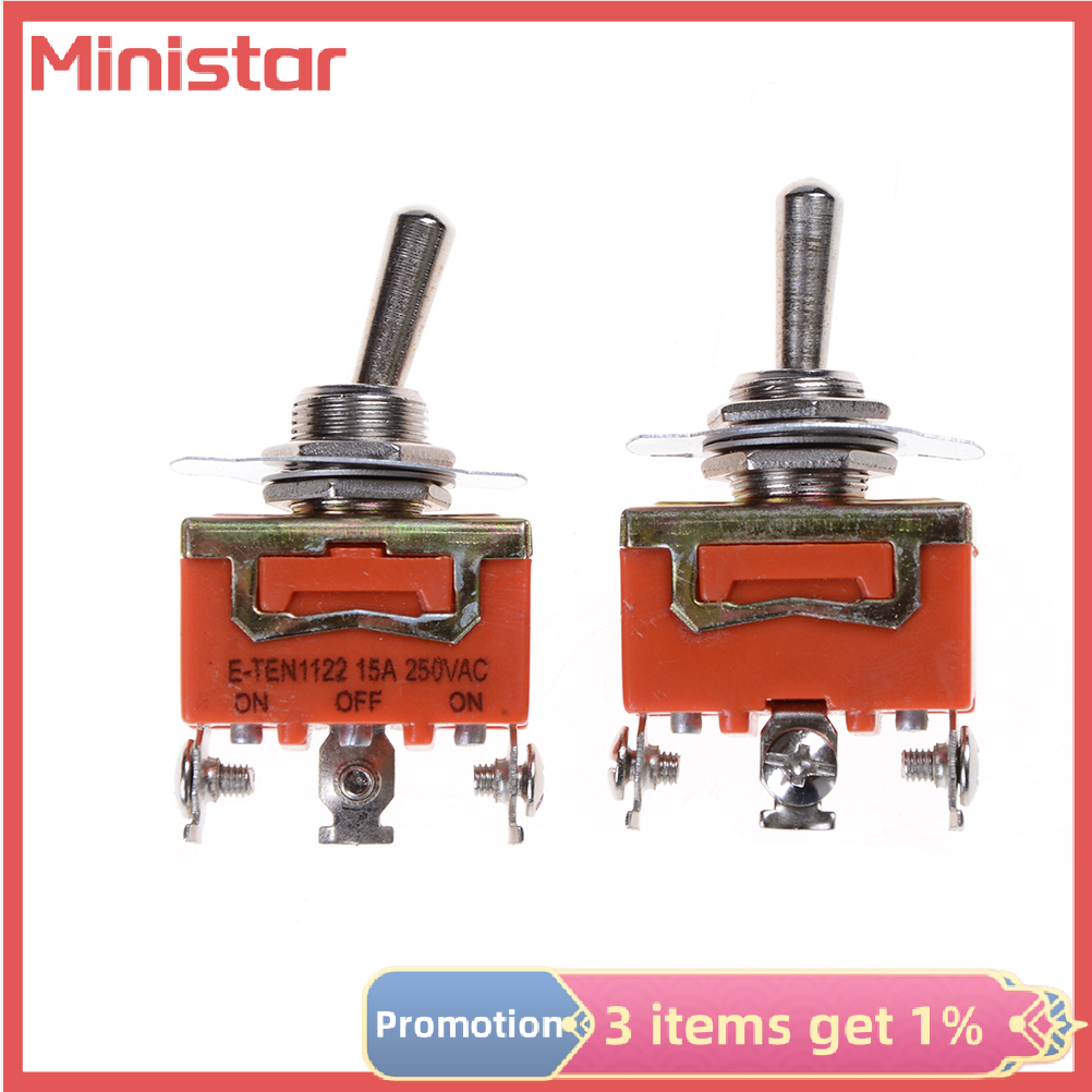 Ministar 3 Terminals Orange SPDT Locking Toggle Switch 250V 15A ON-OFF-ON