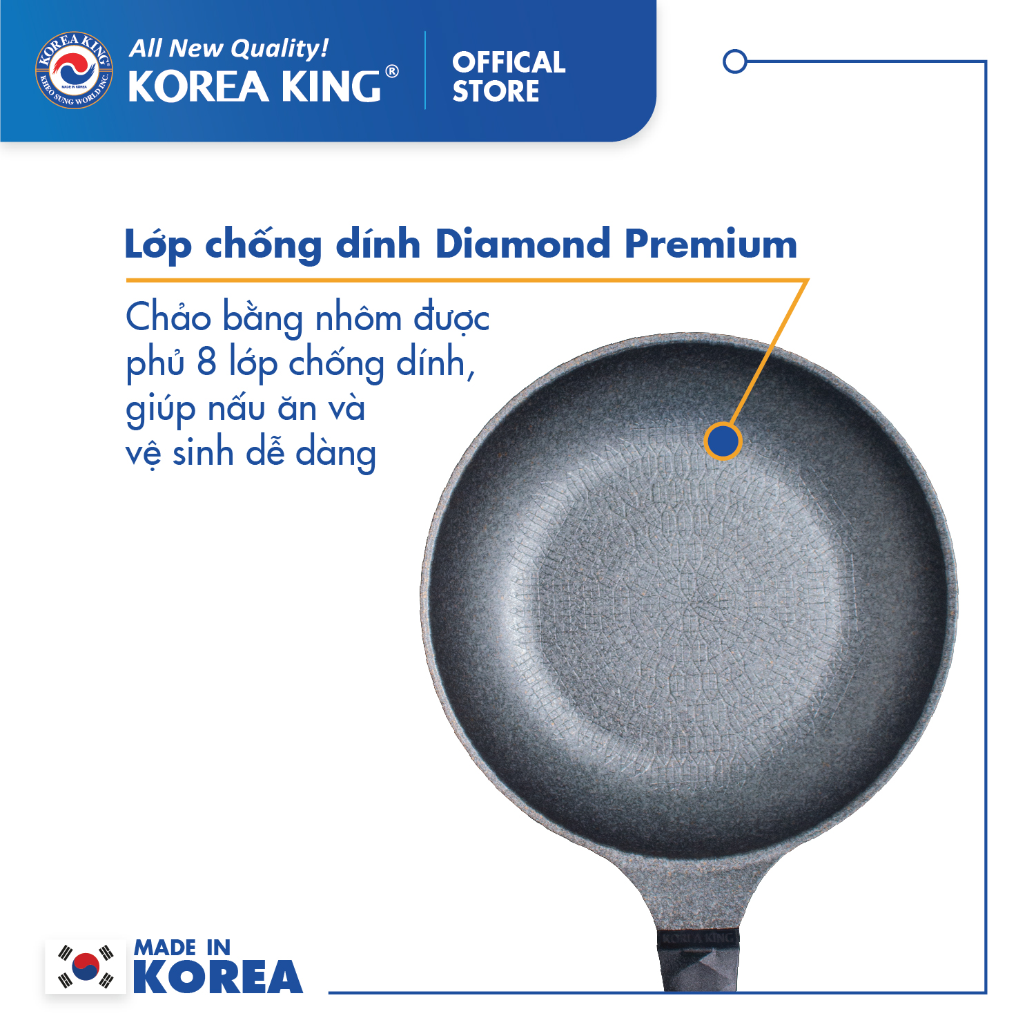 Chảo cạn Diamond Korea King KFP-28DI (đường kính 28cm) - Hàng chính hãng