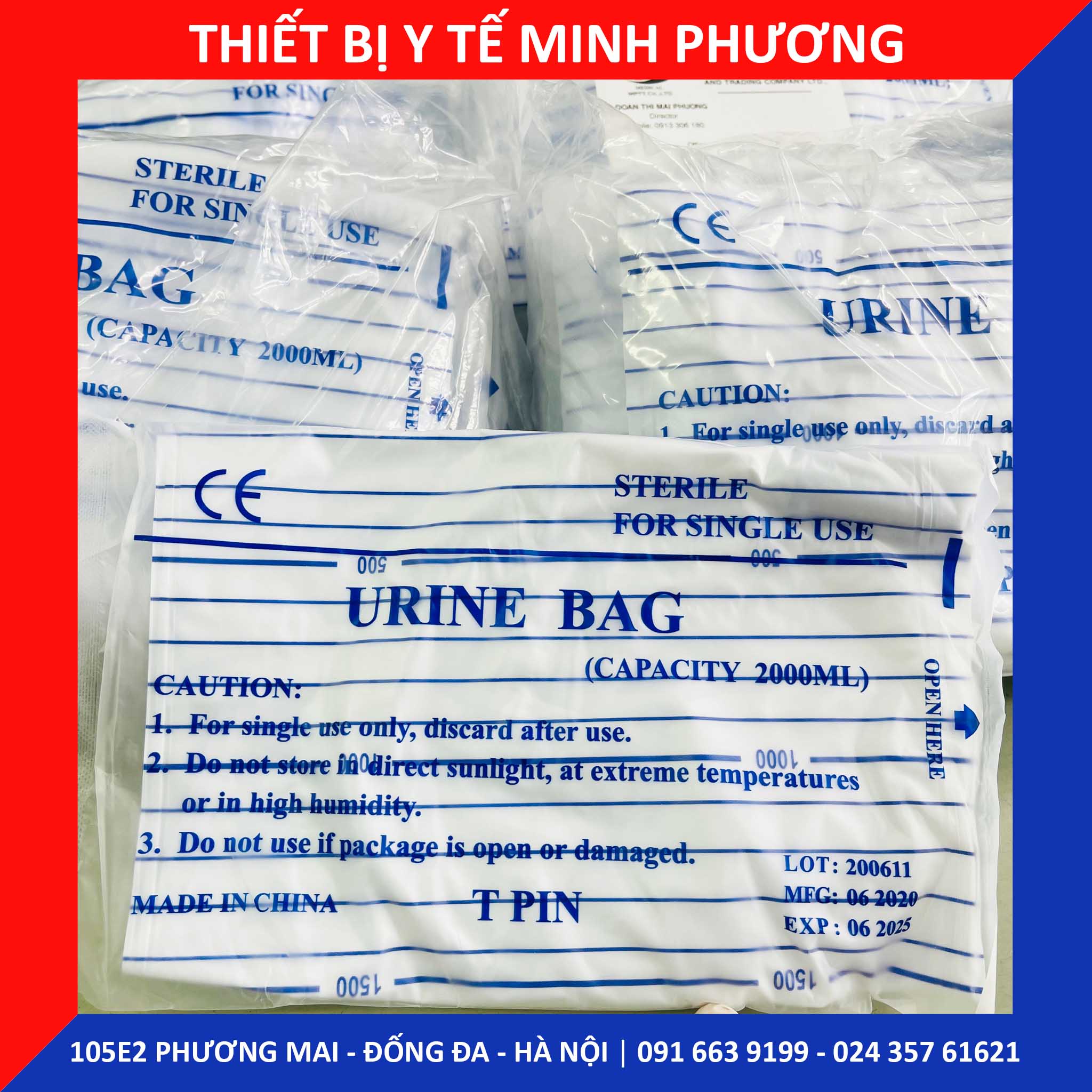[Bán lẻ] Túi đựng nước tiểu van ngang y tế