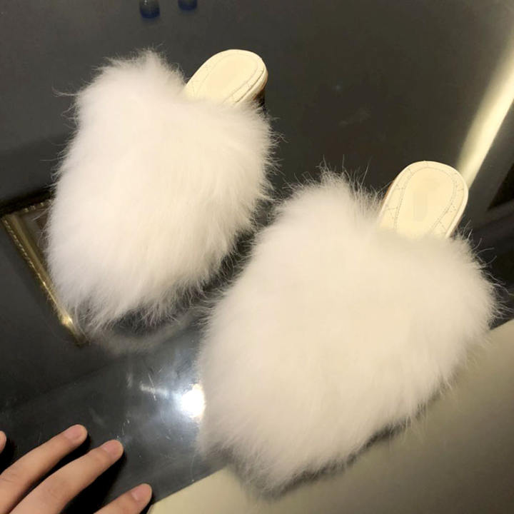 chanel fluffy slippers