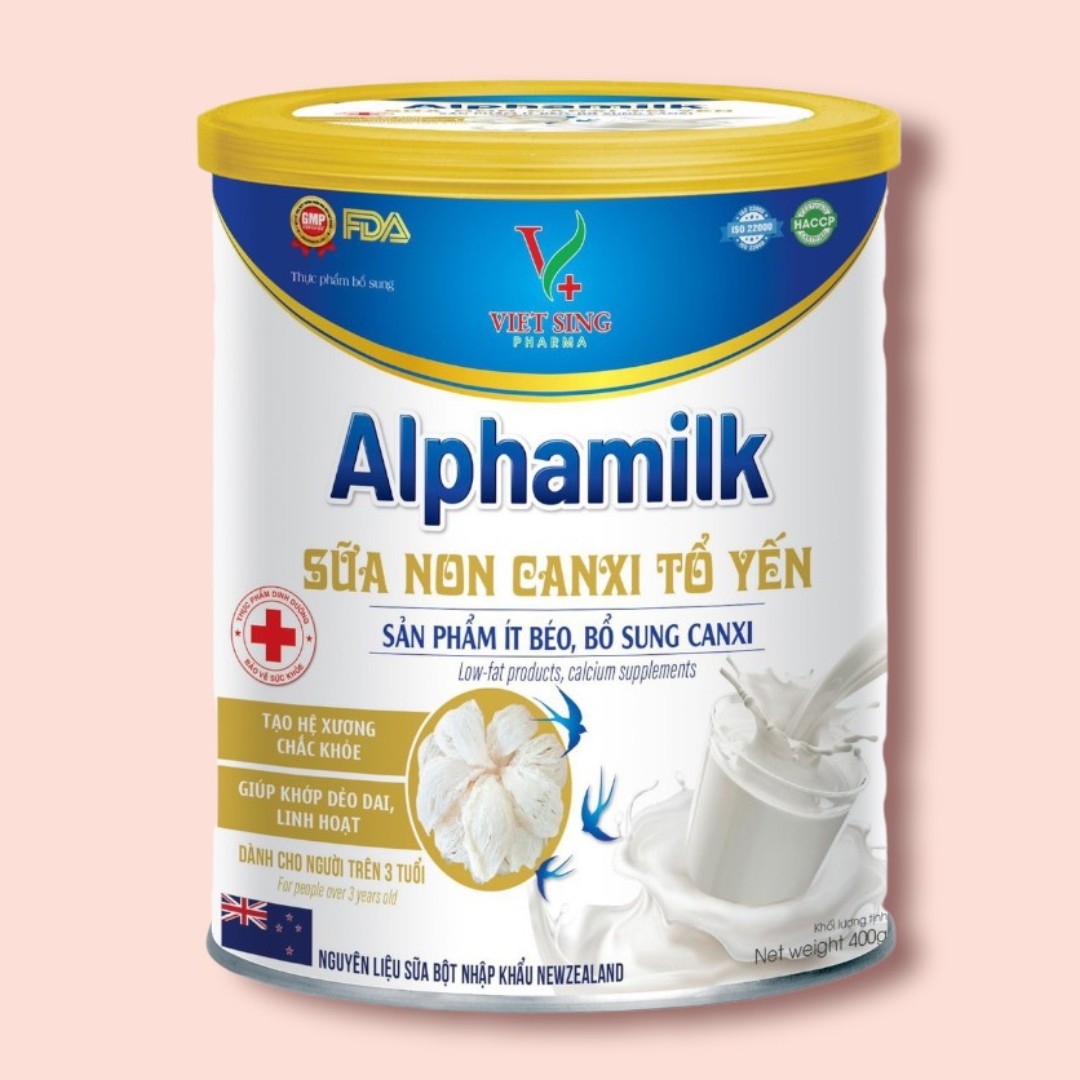 [hộp 400g] sữa alphamilk sữa non canxi tổ yến, hỗ trợ tạo hệ xương chắc khỏe, giúp khớp dẻo dai linh hoạt 2