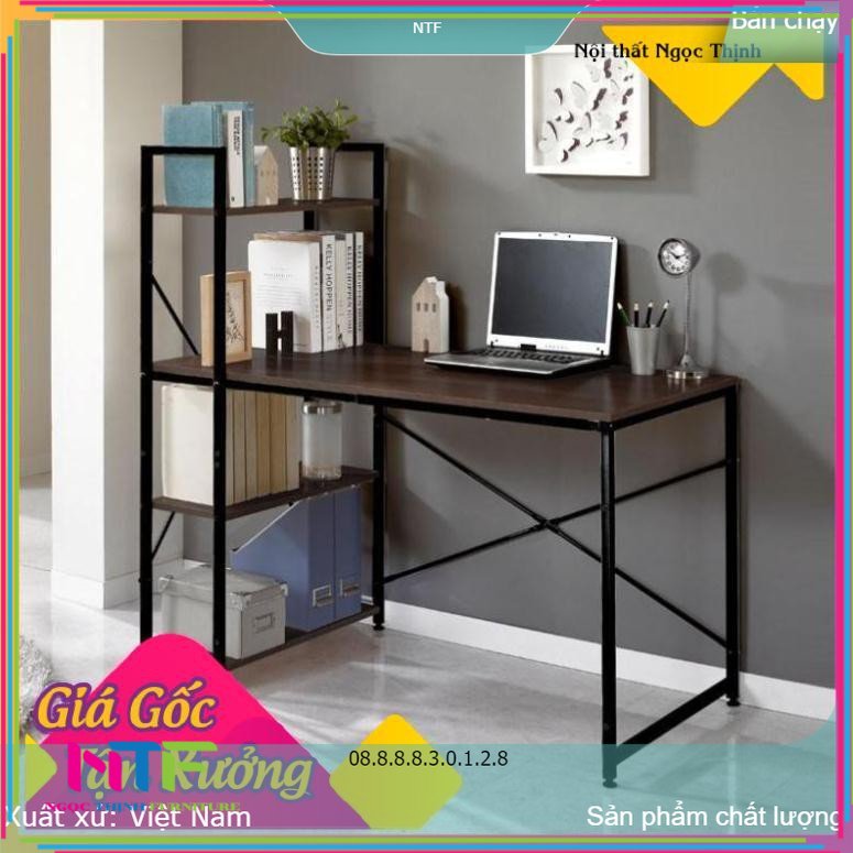 (Có hình thật) Bàn làm việc- Bàn liền kệ đa năng tiện ích Nội Thất NGOTICO mẫu mới 2020 NTF006 (D120xR45xC75)