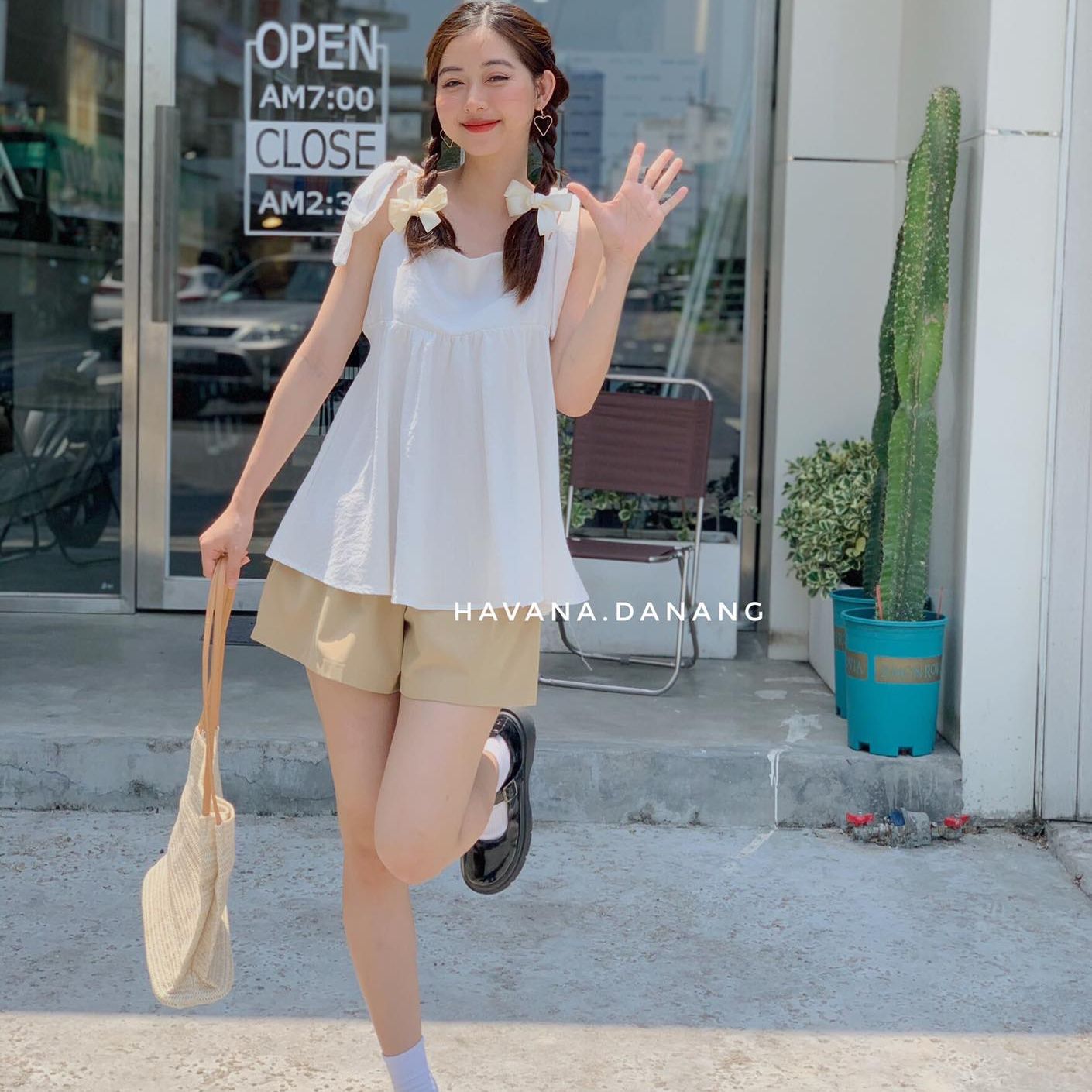 Set áo babydoll cột dây kèm quần short freesize