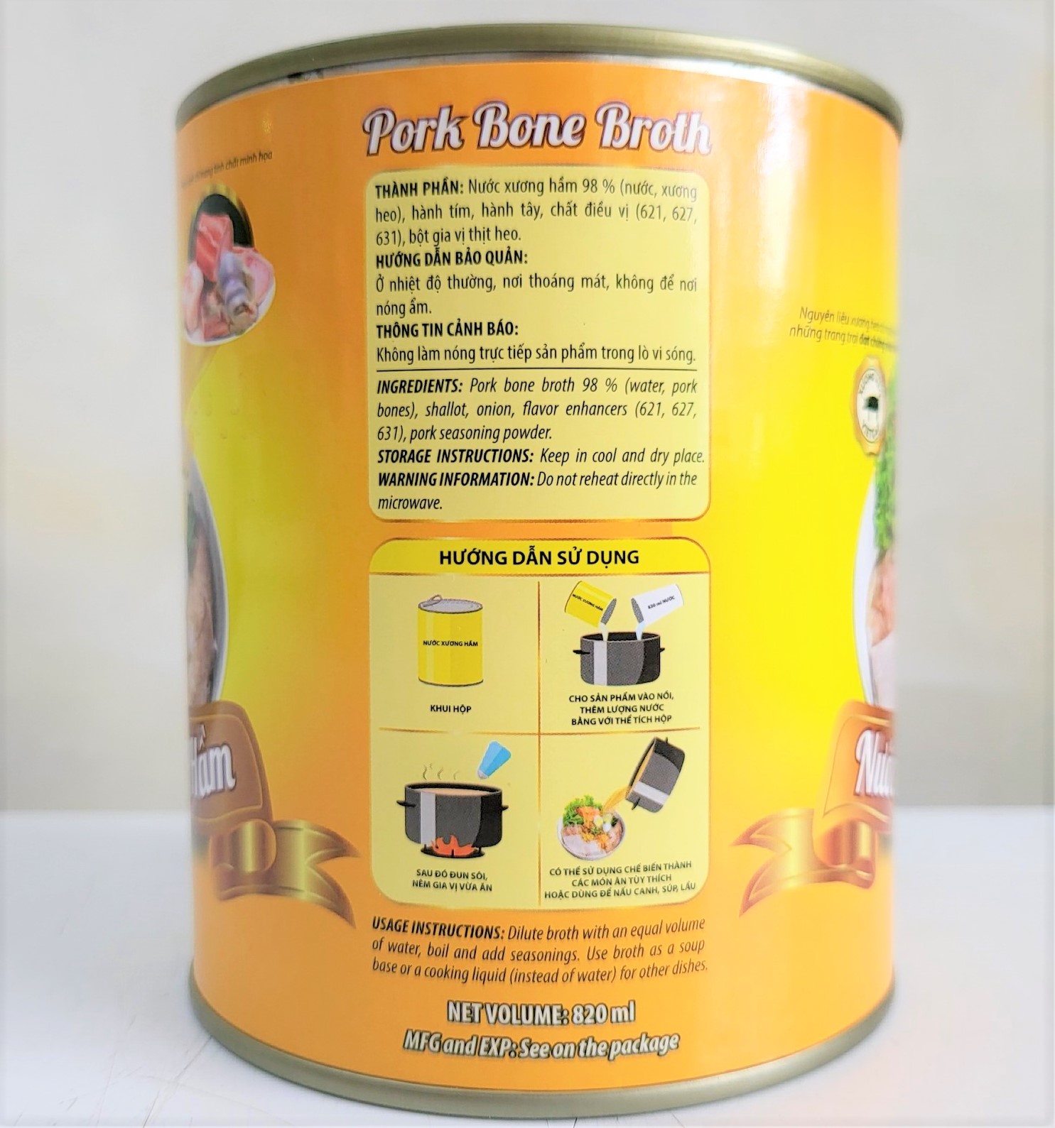 [Hộp 820ml] NƯỚC XƯƠNG HẦM THỊT HEO [VN] VISSAN Pork Bone Broth (vvk-hk)