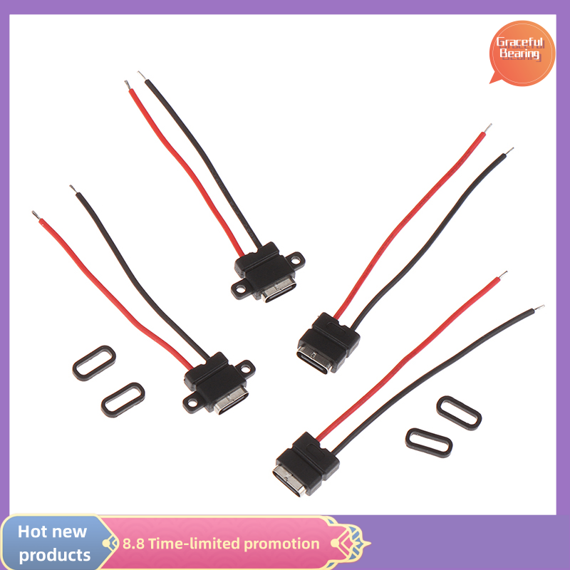 Graceful 1pcs USB Type C Waterproof Connector Welding Wire Female Socket Fast Charging Type-c Charging Interface Jack
