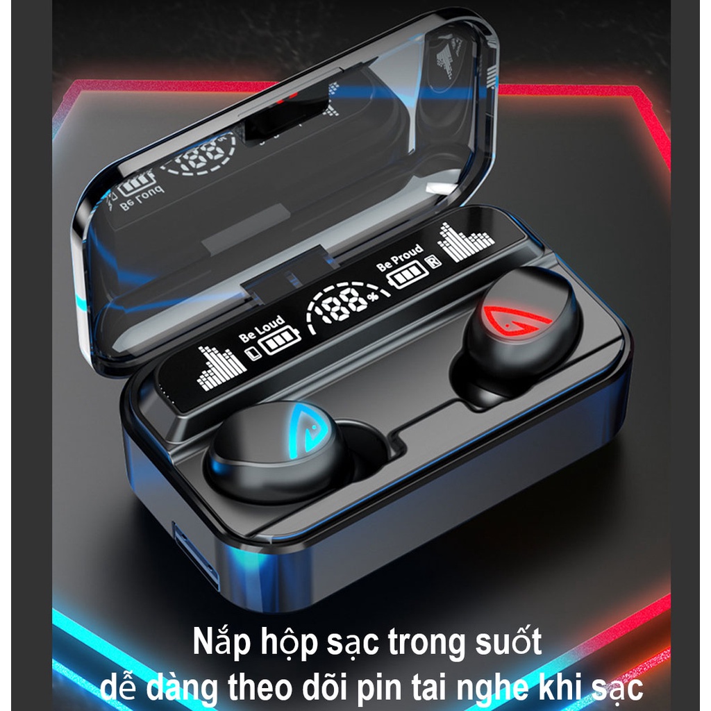 Tai nghe bluetooth không dây S10 Pro, phiên bản bluetooth V5.2 cao cấp, Âm thanh vòm cực hay, Chống nước IPx7, Dung lượng 2000mAh kiêm sạc dự phòng, cảm ứng vân tay, BH uy tín 1 đổi 1.