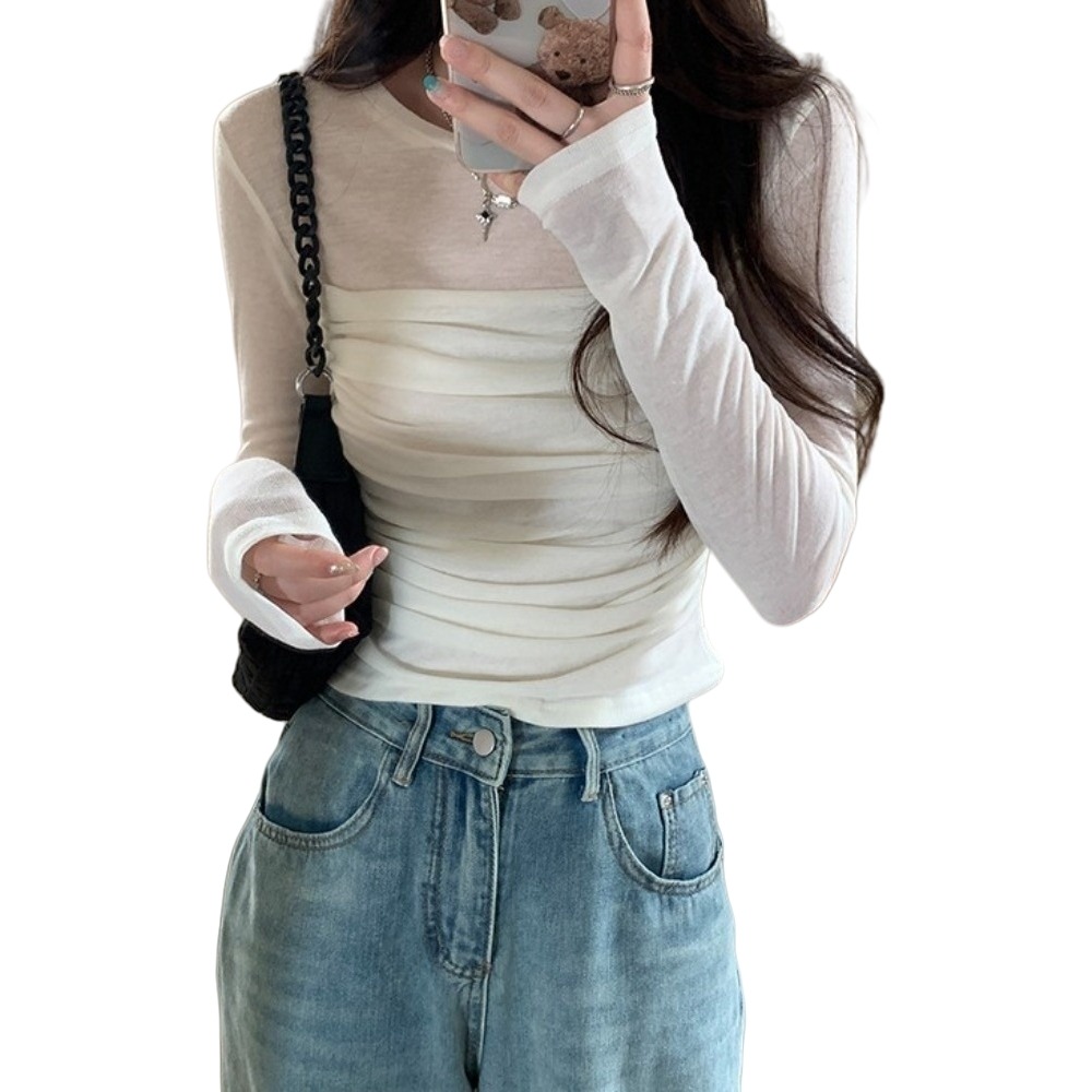 Fashion%20Long%20Sleeve%20Slim%20Long%20Sleeve%20T-shirt%20Transparent%20Mesh%20Wrinkle%20Shape%20Women%20Thin%20Tops%20Slim%20Fit%20Versatile%20Crop%20Top%20Girls%20-%20Image%209