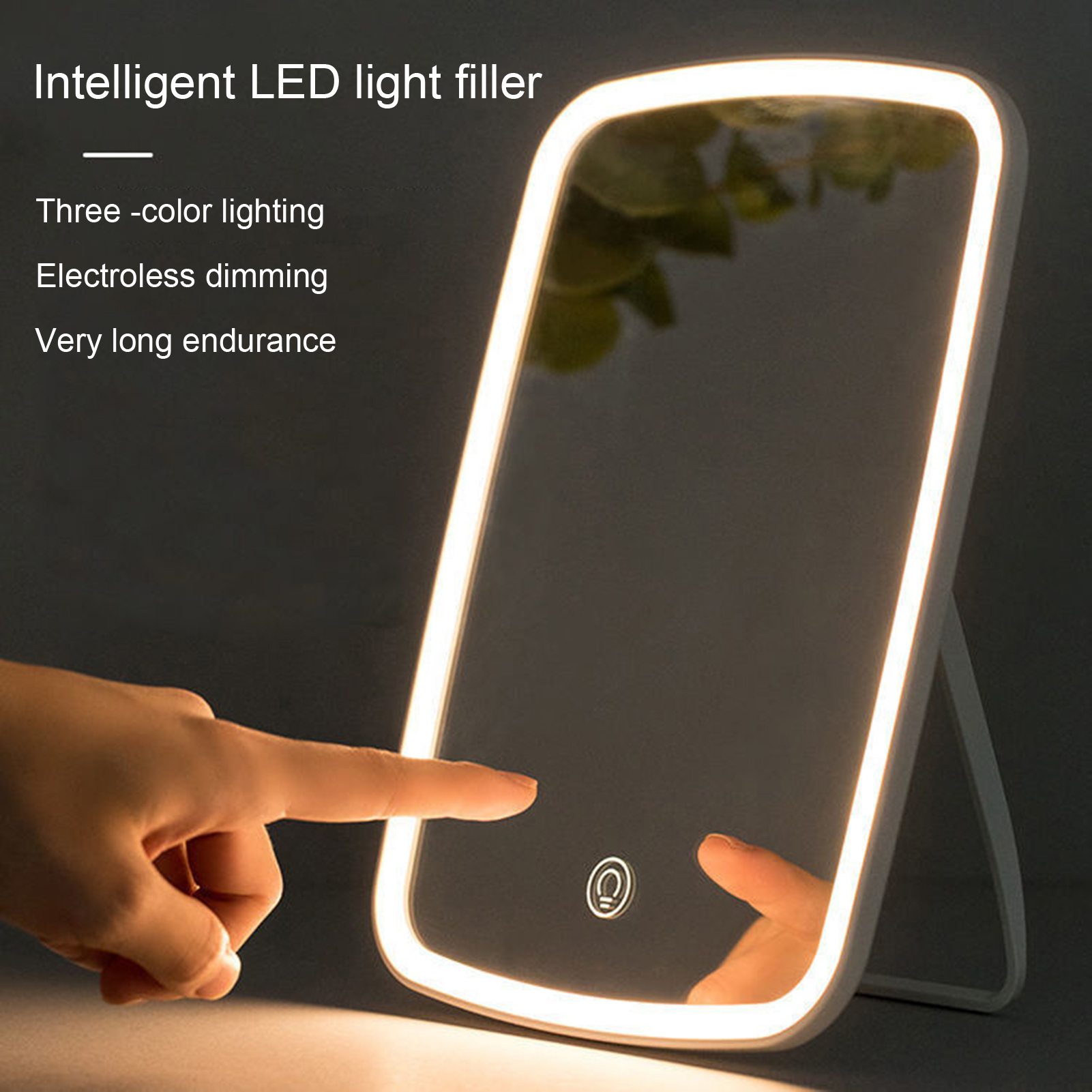 SGHI Vanity Mirror with Three Light Modes Led Lighted Vanity Mirror Portable Led Makeup Mirror with Touch Screen Controls Rechargeable Foldable 3 Light Modes Perfect