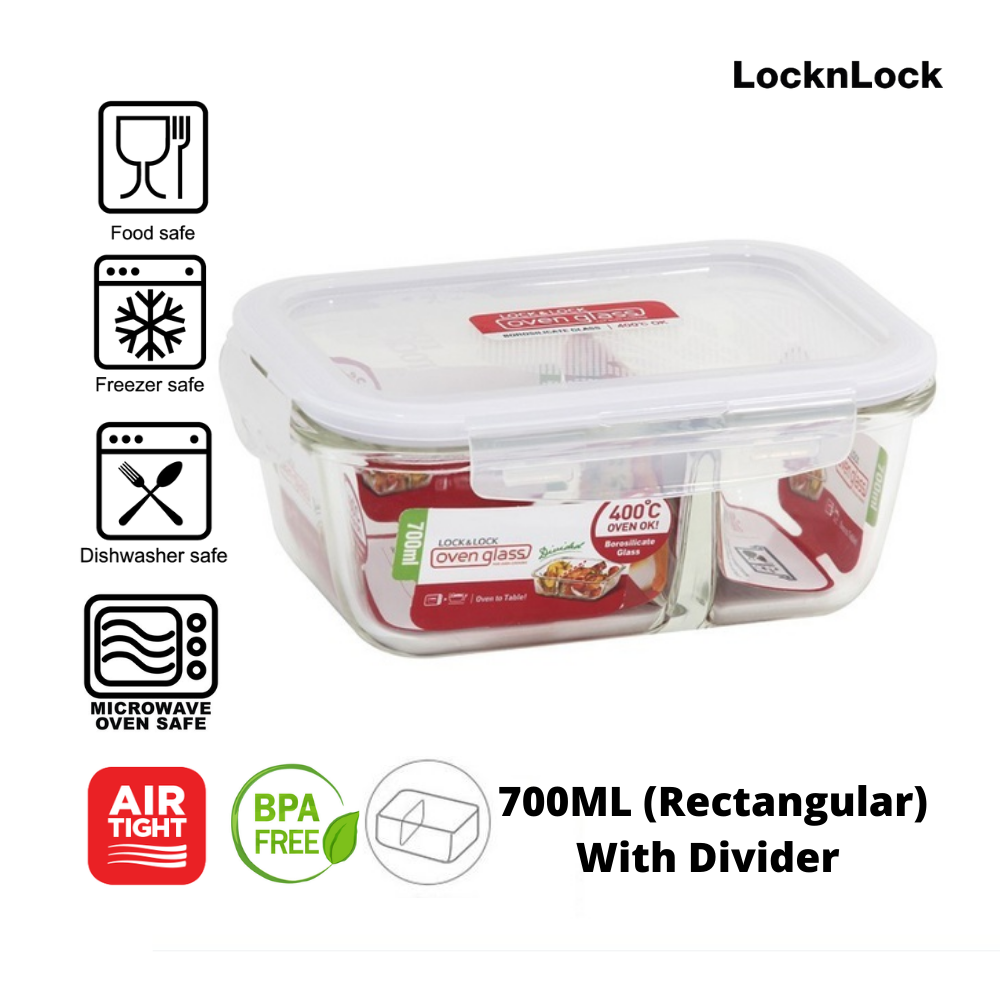 LocknLock 700ml Divider Oven Microwave Oven Safe Airtight Stackable