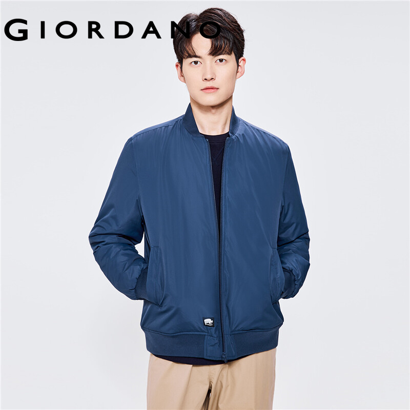 GIORDANO Men Bomber Jackets Windproof Stand Collar Padded Bomber Jackets Multi-Pocket Solid Color Casual Bomber Jackets 13072823