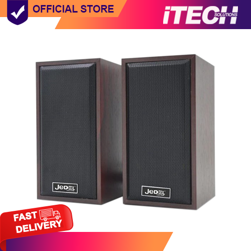 JEDEL S509 USB POWERED STEREO PC SPEAKER USB+3.5MM (RED WOOD) Lazada PH