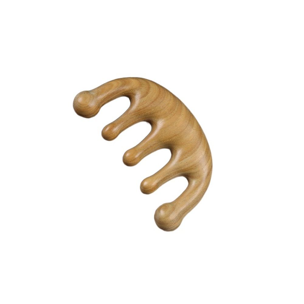 QIAODEN Women Men Lotus Fish Acupressure Meridian Scrapping Hair Care Tool Gua Sha Gift Scalp Massager Brush Head Wooden Massage Comb Wide Teeth Hair Comb Wood Pocket Comb