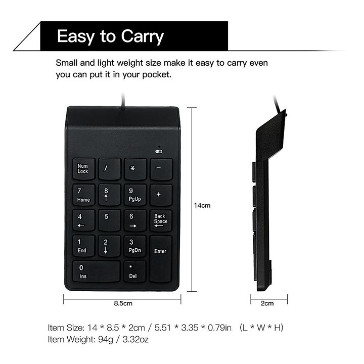 Bàn Phím Số Máy Tính Cổng USB Ít tiếng ồn