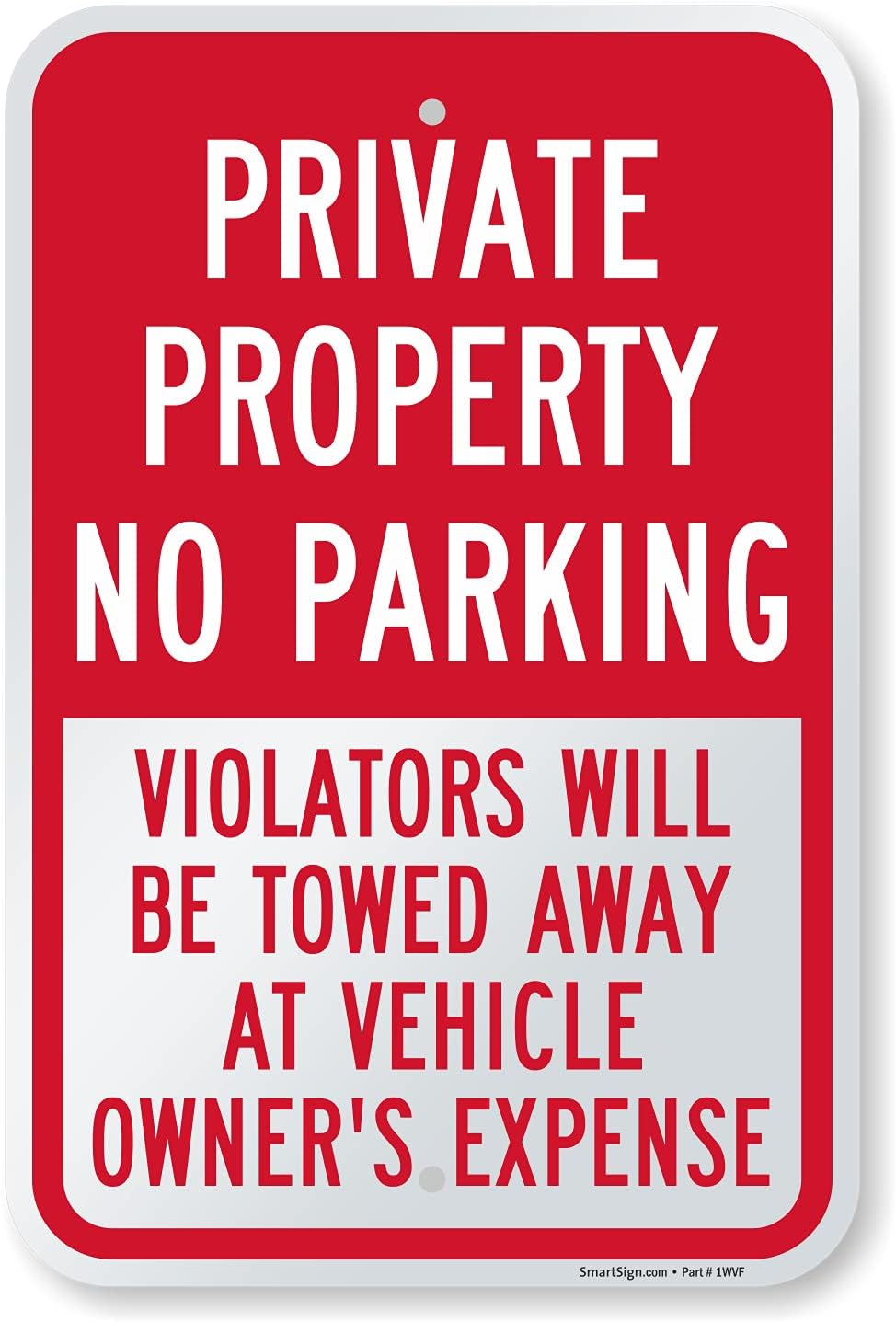 Smartsign-k--al Private Property No Parking Violators Towed Sign X ...