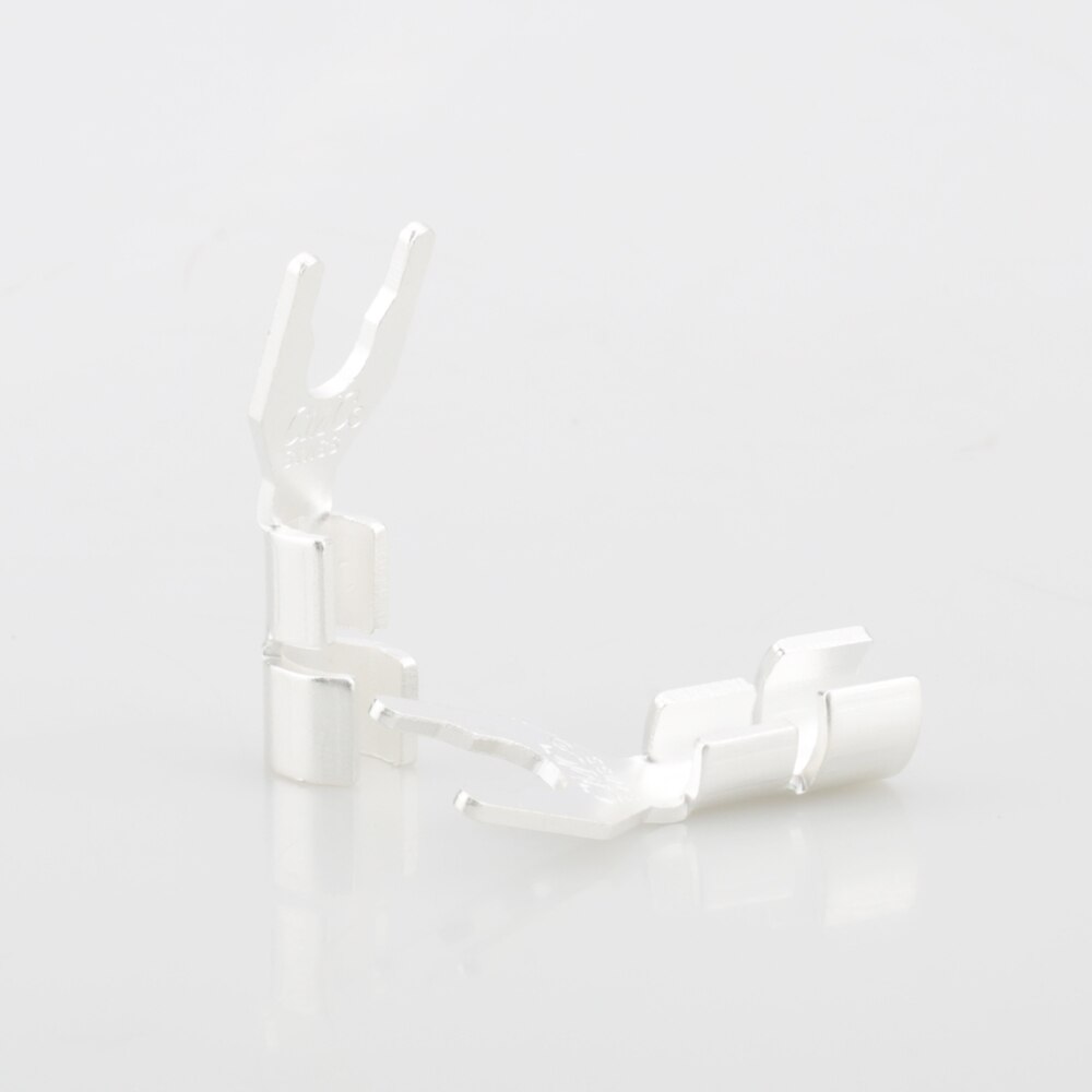 New 8pcs Hi-end Solid Copper plug Silver plated Spade Plug Speaker Cable Wire Connector HiFi Pure Copper Silver plated spade
