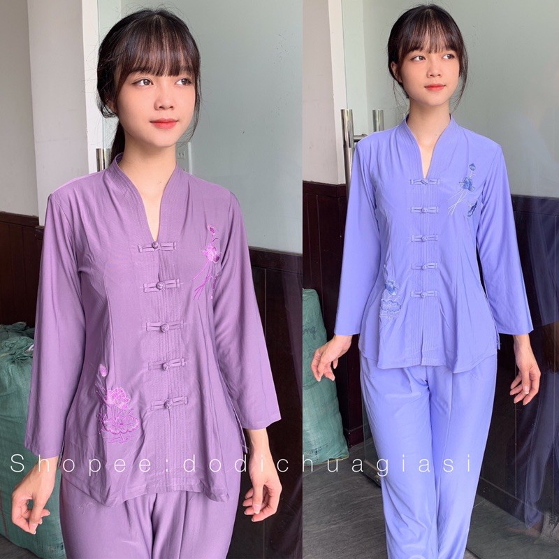 Đồ Lam Đi Chùa # Bà Lai Tim Vải Thun