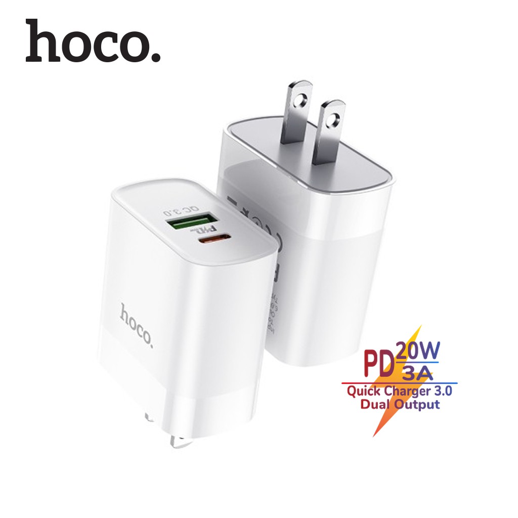 Củ sạc nhanh Hoco C80 20w (QC 3.0, PD) 2 cổng sạc cho iphone