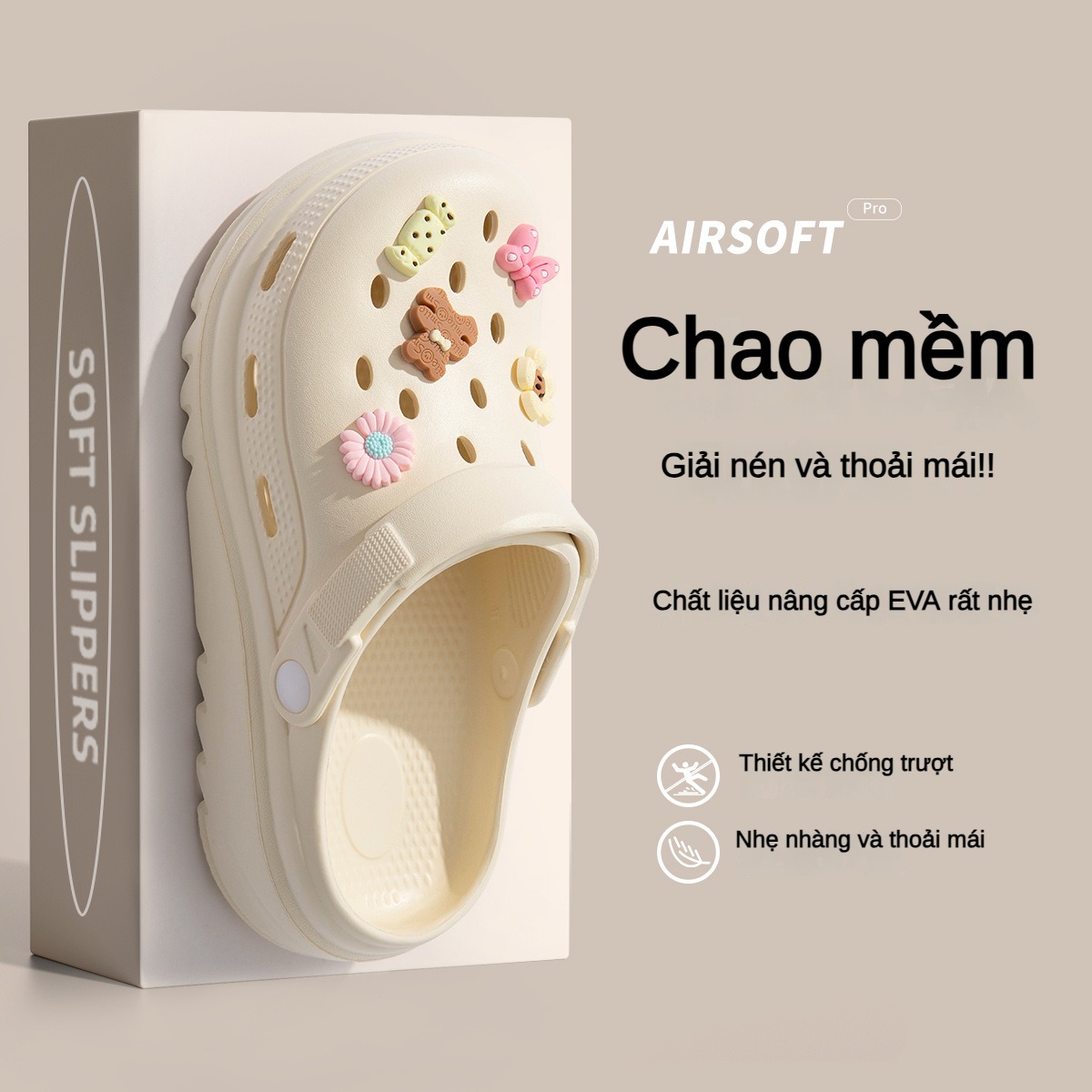 Giày Croc cho nữ, dép đế dày thoải mái cho nữ, dép đế dày cho nữ, dép tăng chiều cao