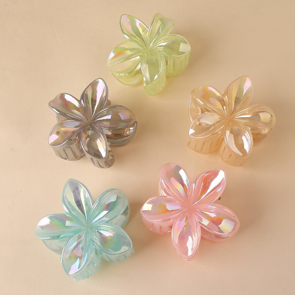 Kẹp Tóc Hoa Sứ Phiên Bản Màu Hologram Cao Cấp