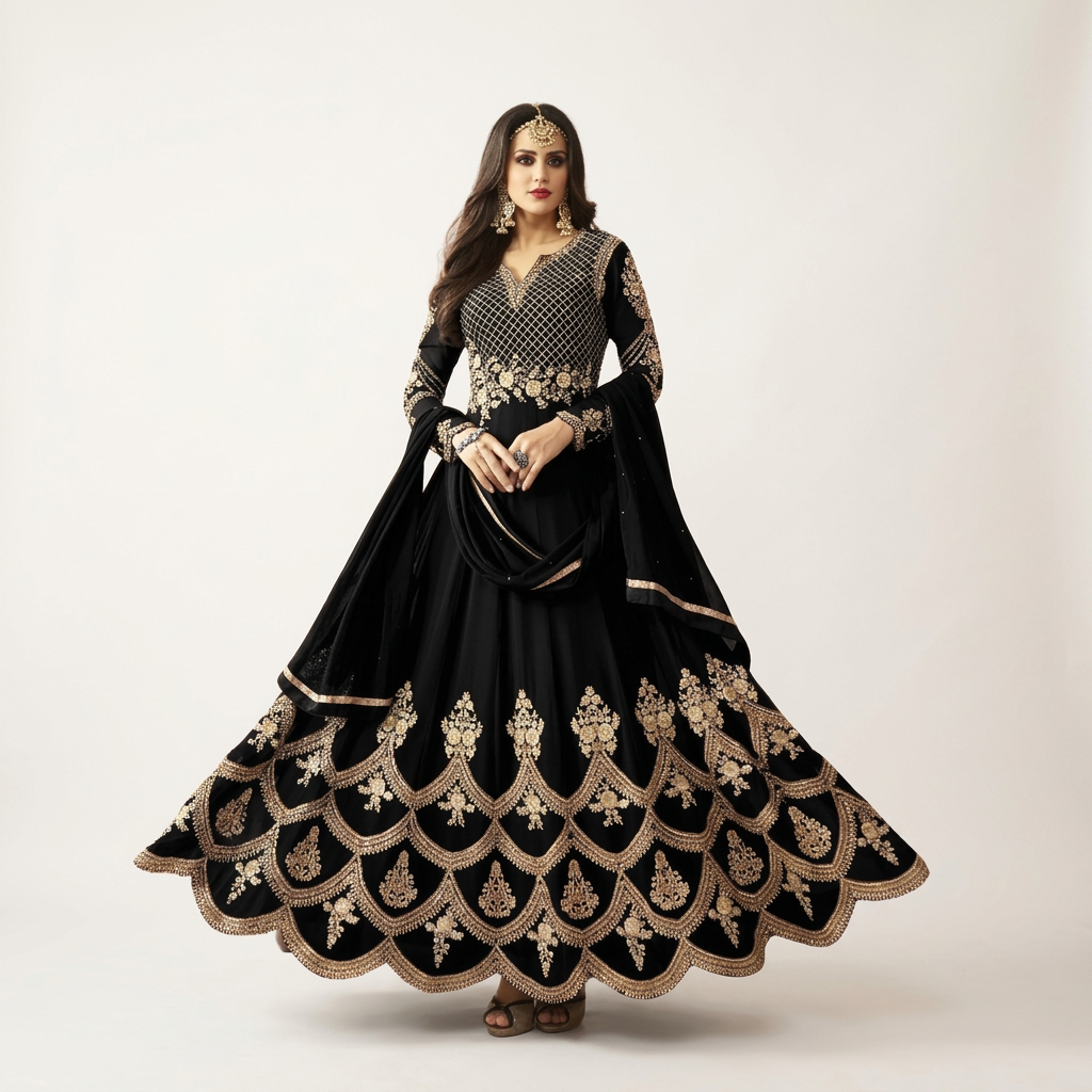 Semi Stitched Georgette Embroidery Long Floor Touch Anarkali Party Dress