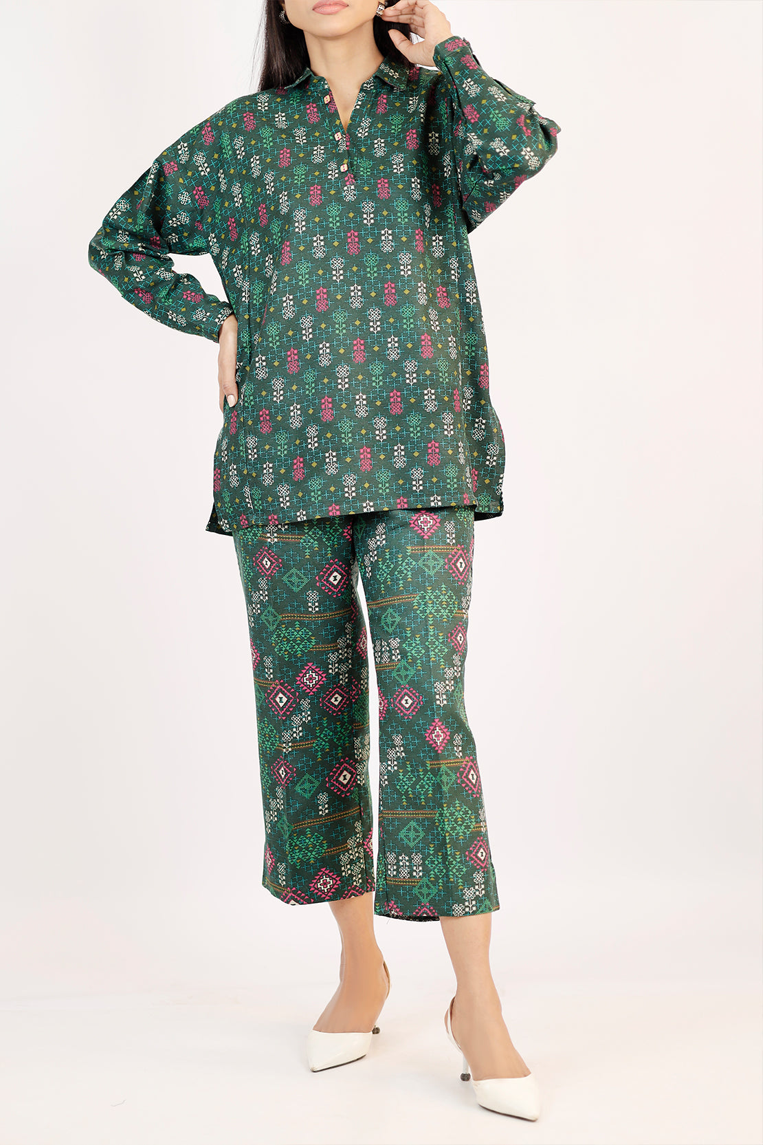 Saya - Printed Khaddar Stitched 2Piece (Shirt/Trouser)