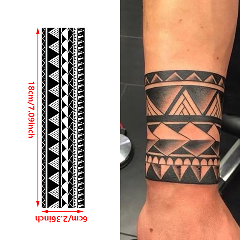 Luhuiyixxn Black and White Arm Ring Geometry Temporary Tattoo Men