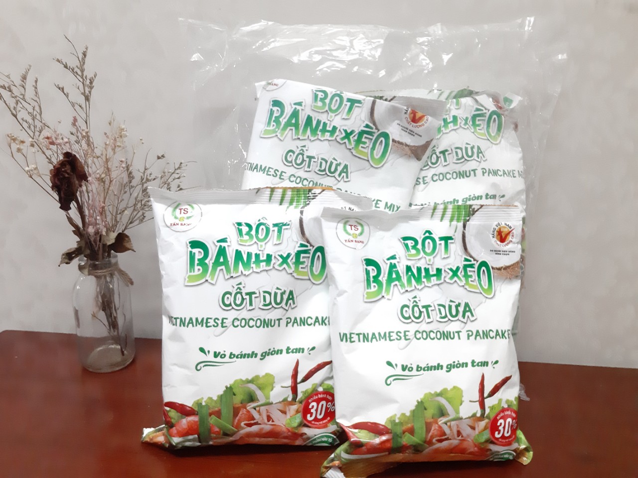Bột bánh xèo Cốt Dừa thượng hạng Tấn Sang combo 2 gói
