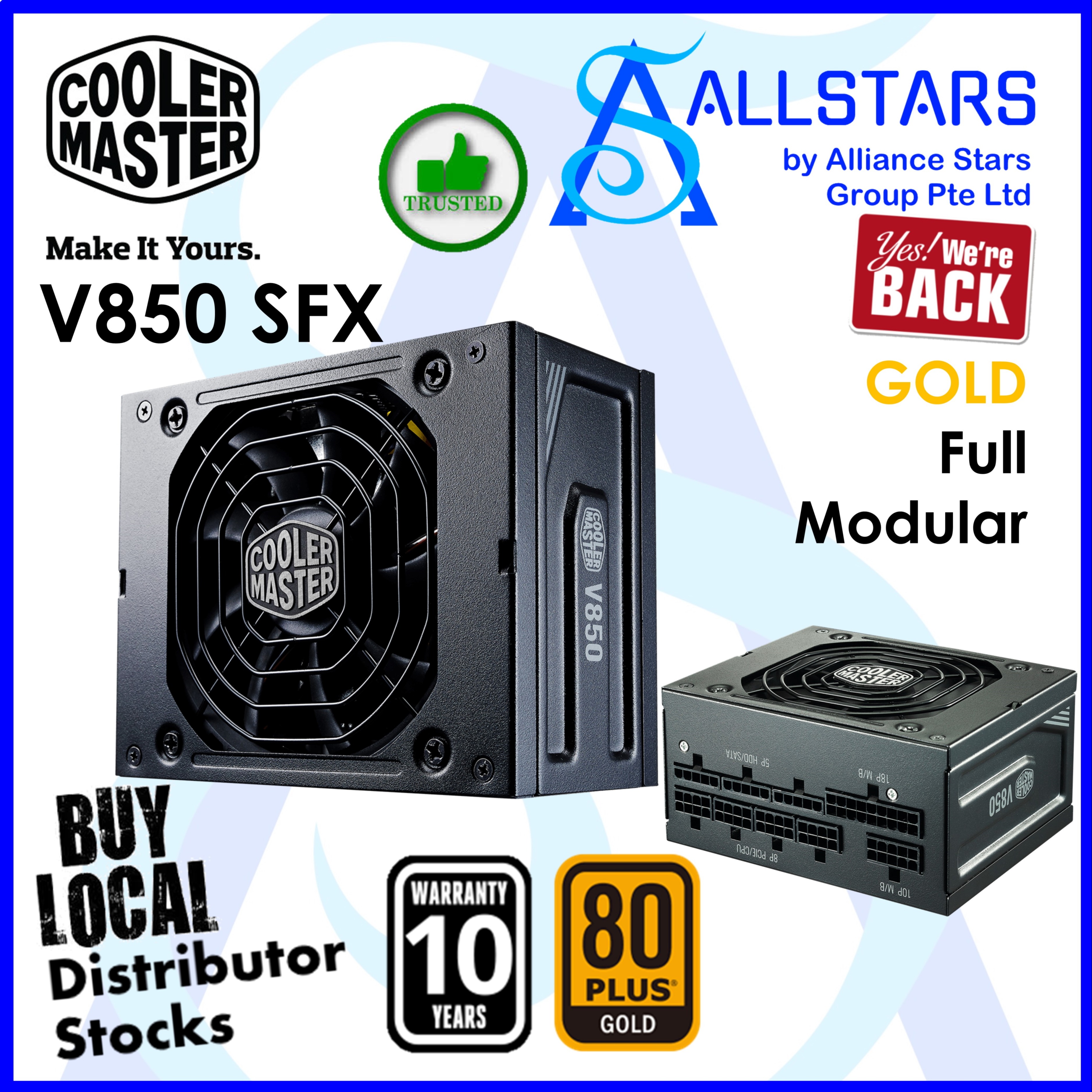 ALLSTARS: We Are / DIY PSU PROMO) CM / Cooler Master / CoolerMaster V850 SFX Gold 80+Gold Full-Modular SFX Power (MPY-8501-SFHAGV-UK) | Lazada Singapore