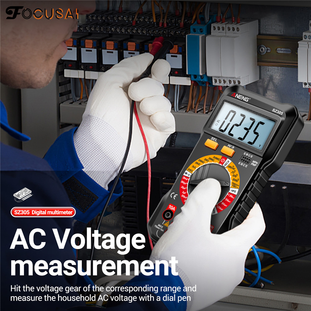 FocusAi ANENG Multimeter Volt Ohm Amp Meter Autoranging for AC/DC Current Voltage Resistance Frequency Tester