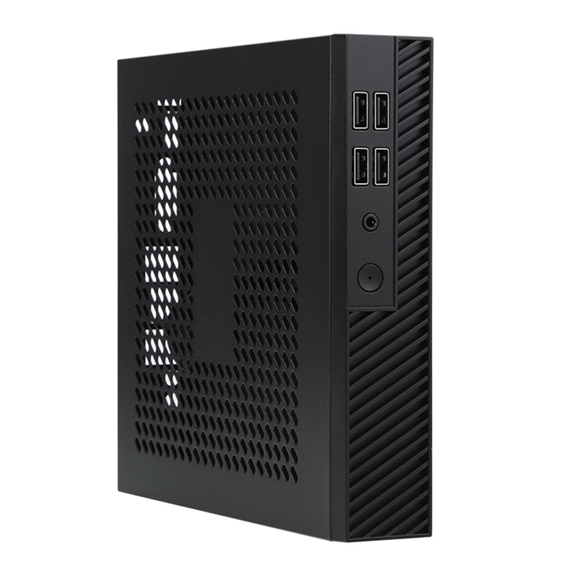 DX01 Thin Mini ITX Computer Chassis Desktop Computer Chassis USB2.0 Computer Case with Telescopic Foot