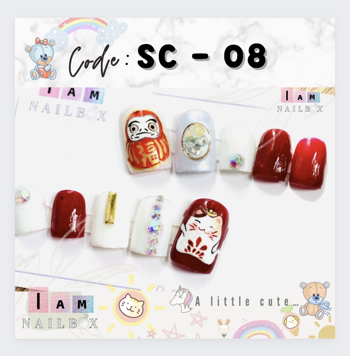 Nailbox thiết kế Mèo Thần Tài siêu cute (Code SC08)