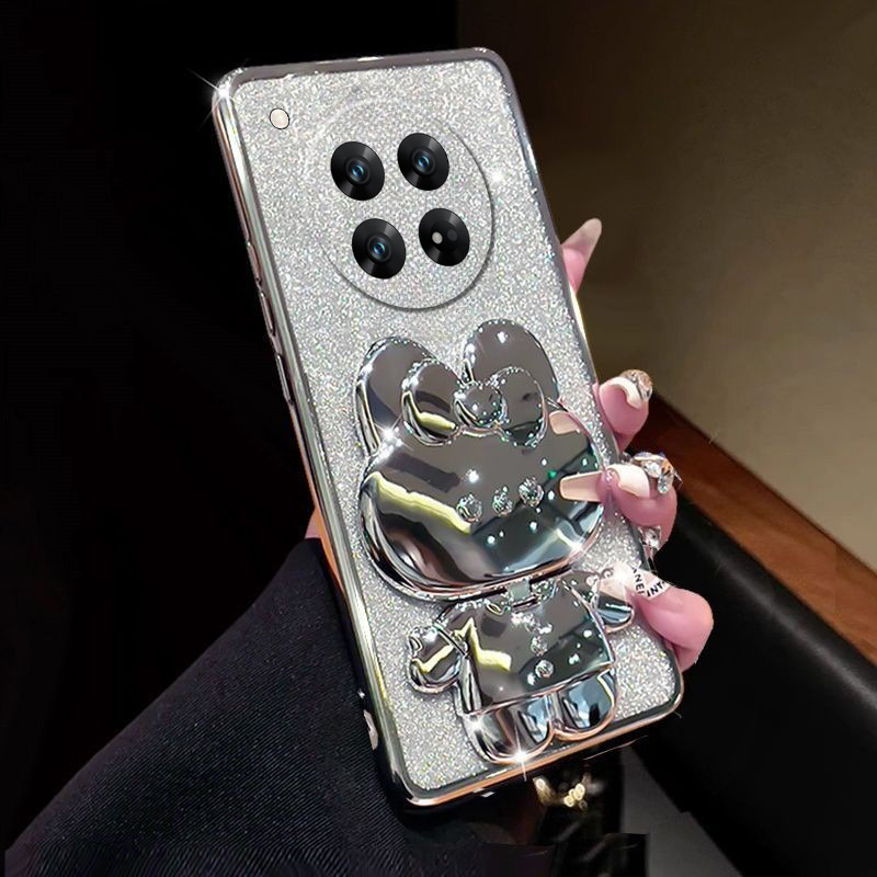 New Phone case Redmi 14C Back cover Camera Protection Semi Transparent Soft Silicone Rabbit bracket Shockproof Exquisite Glitter Powder For Xiaomi Redmi 14C case. 