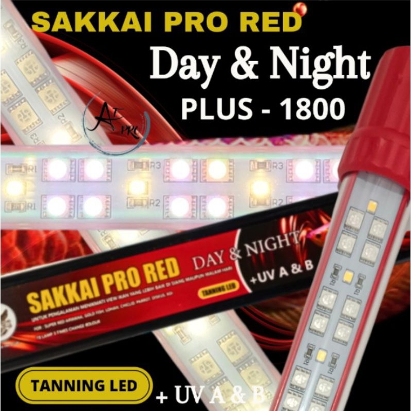 Lampu Led Celup Tanning Aquarium SAKKAI PRO RED DAY & NIGHT + UV A & B PLUS 1800
