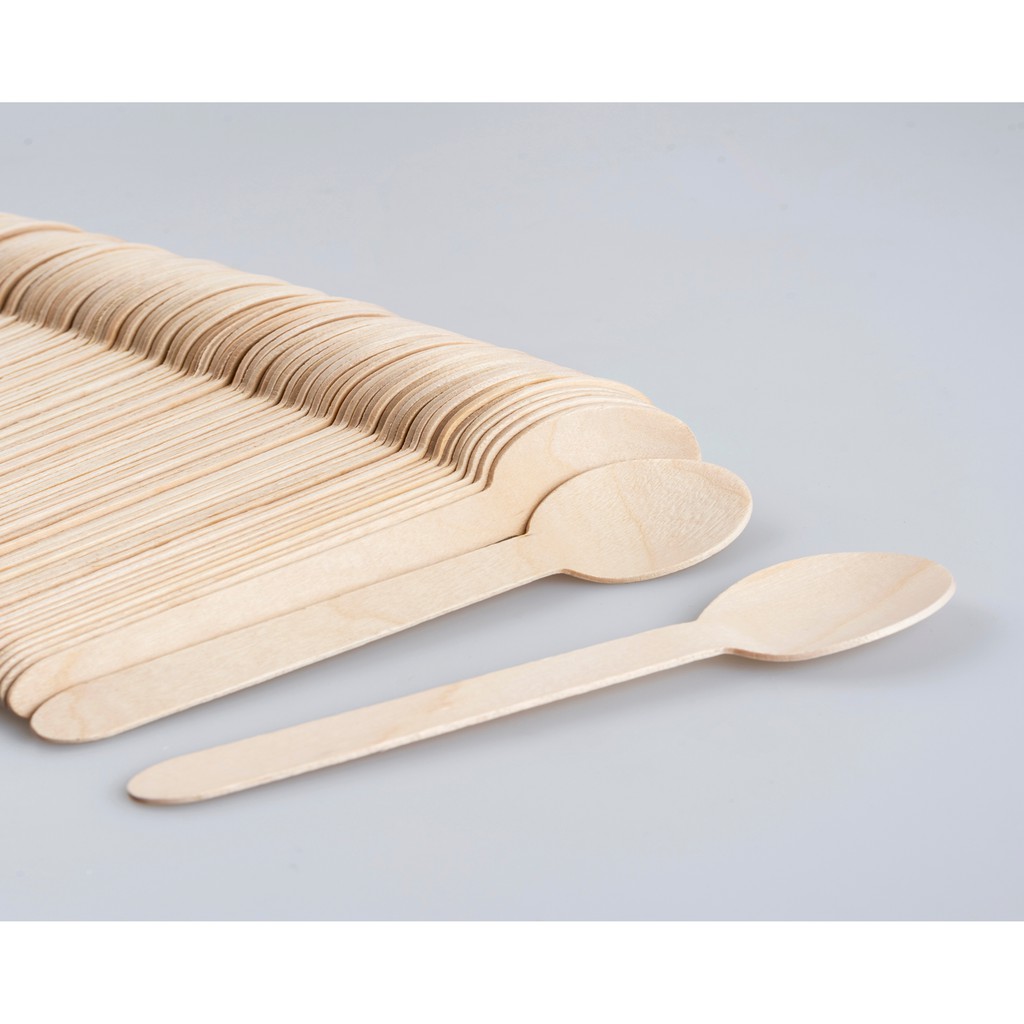 100 cái thìa gỗ 16cm/10cm dùng 1 lần cao cấp