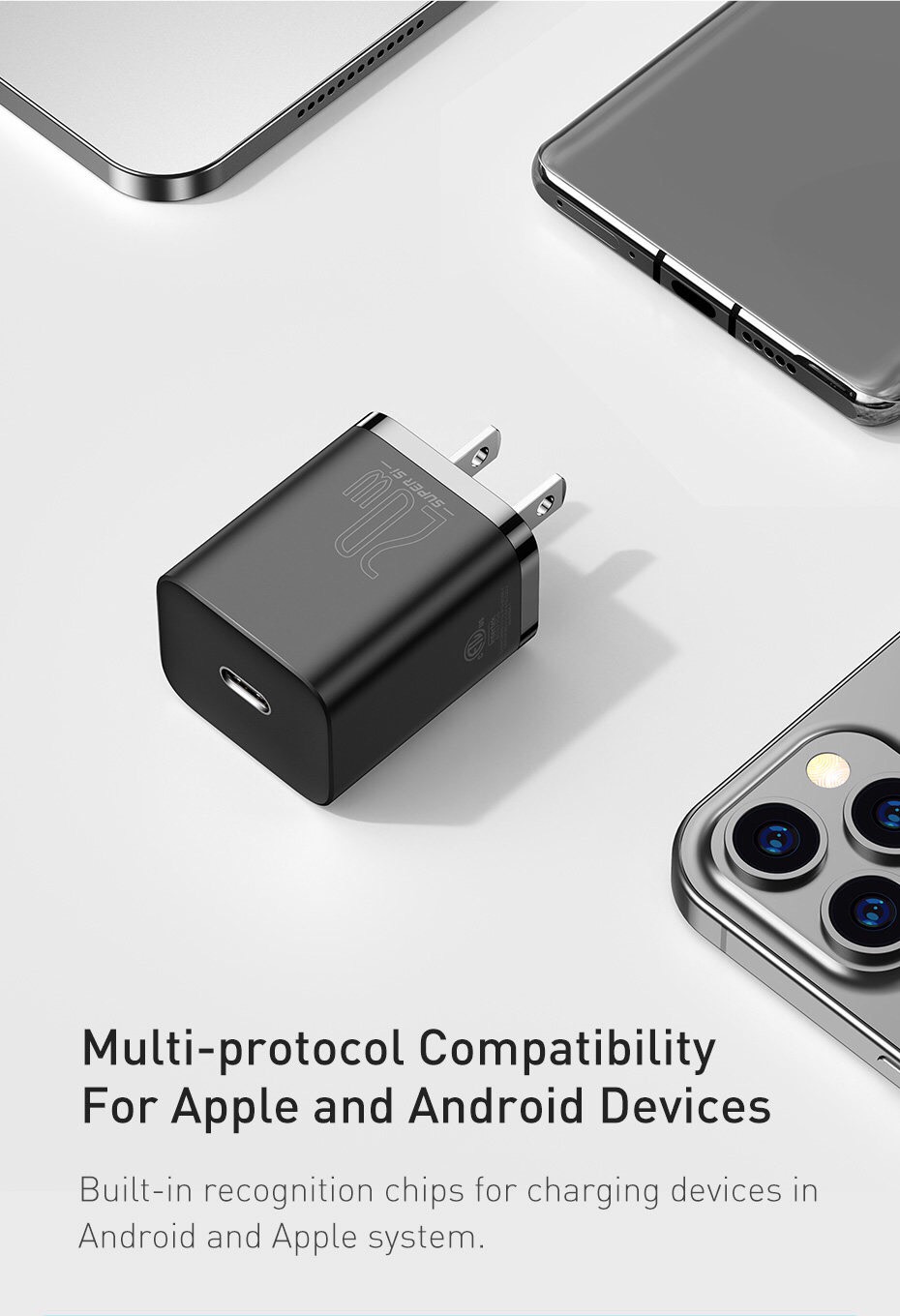 Củ sạc Baseus 20W USB C hỗ trợ sạc nhanh Type C PD cho iPhone 12 Pro Max 11 Mini 8 Plus