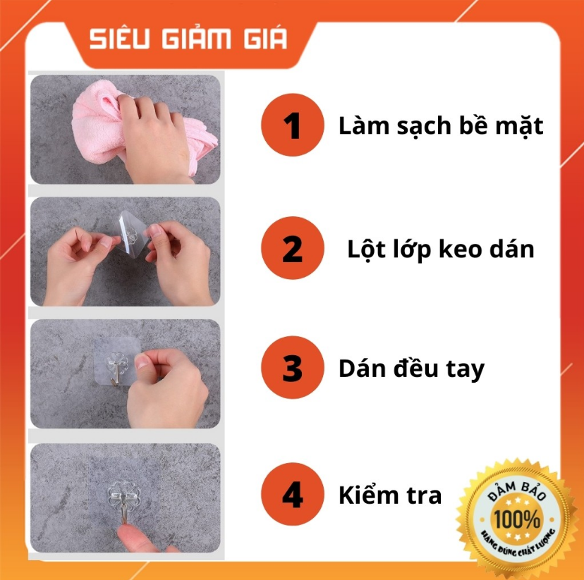 [HCM]Combo 5 móc treo dính tường siêu chắc