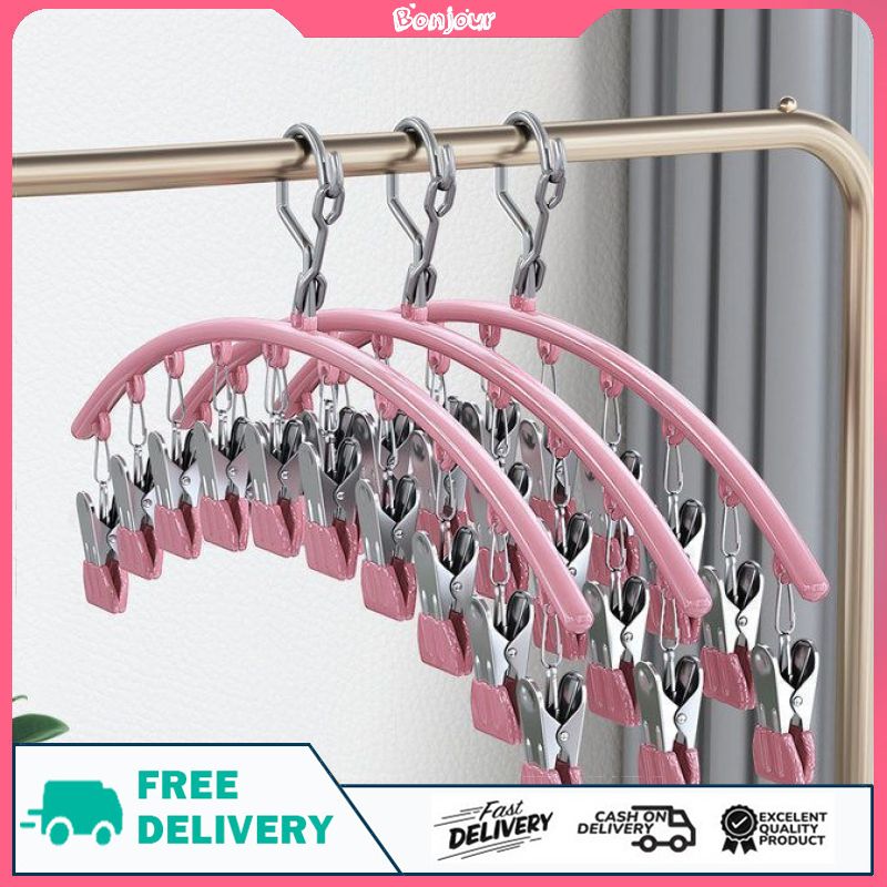 Giá phơi đồ, giá phơi đồ inox, giá phơi đồ, tất chống trượt chống gió đa năng 10 kẹp gia dụng