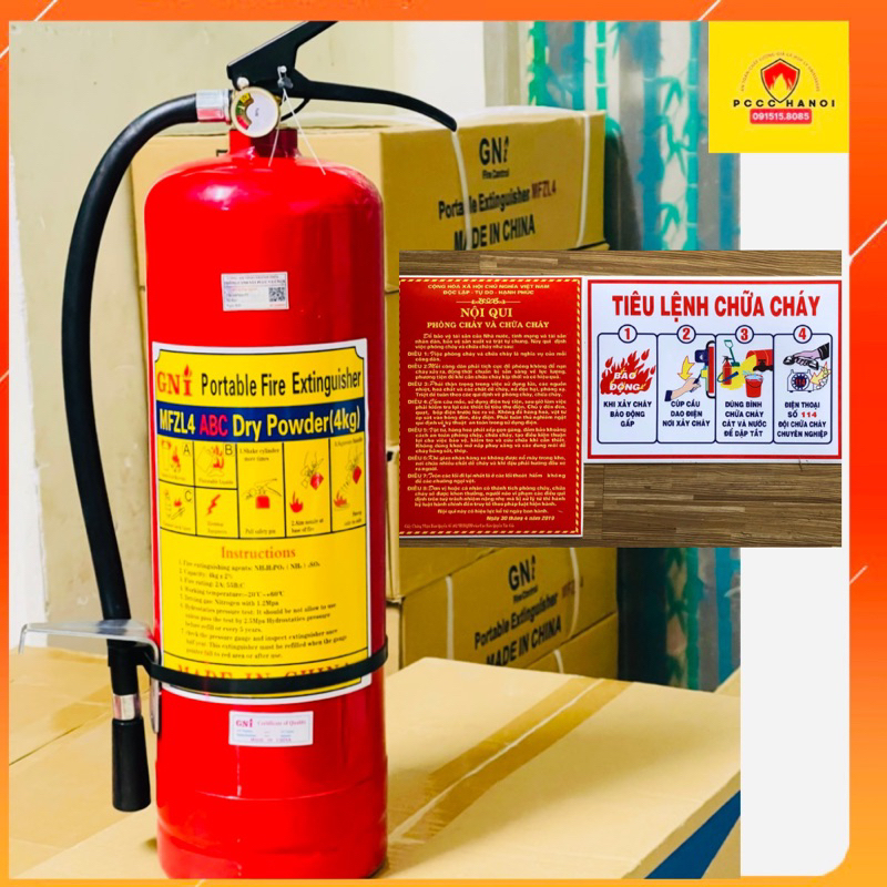 Combo 1 bình bột ABC 4kg + 1 bộ nội qui tiêu lệnh