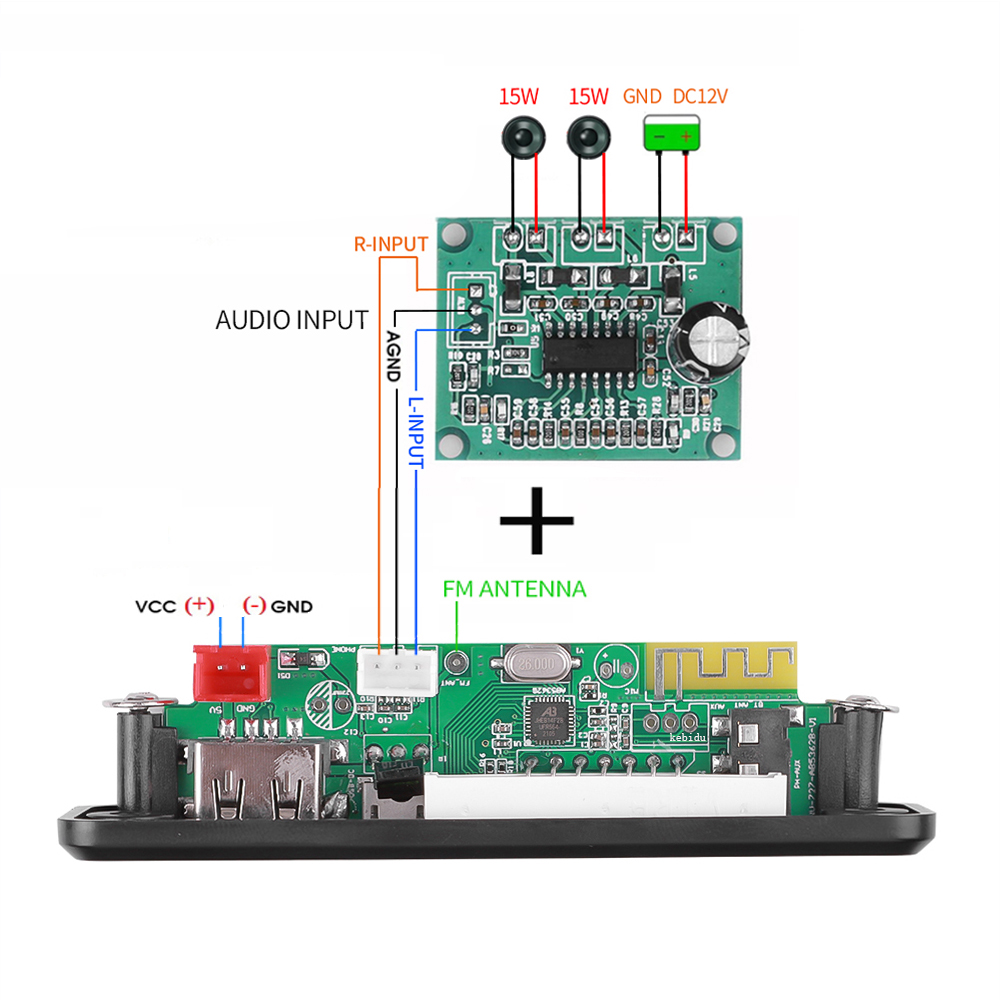 Kebidumei Bluetooth 5.0 Decoder Board 5V Wireless FM Radio MP3 Player Support TF Card USB AUX Audio Decording Board Module