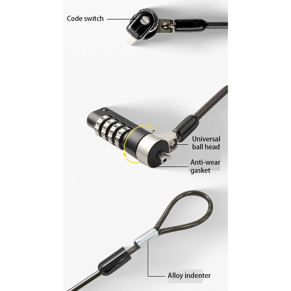 Portable Durable Unique For Notebook Password Lock Suitable For Dell Tablet and Phone For Dell Laptop Laptop Computer Lock Password Computer Lock Computer Anti-theft Chain Lock Protective Lock